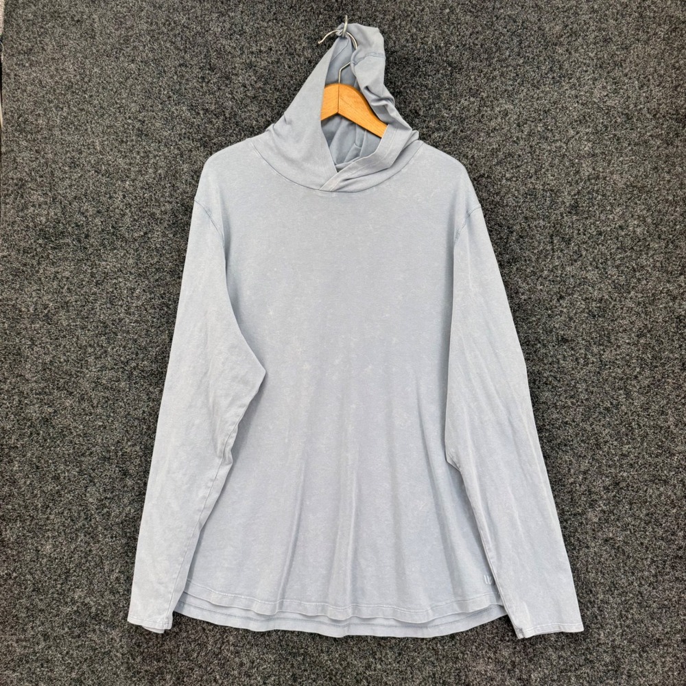 VRST Mens XXL Light Blue Long Sleeve Hooded T-Shirt Cotton Modal Blend Hoodie
